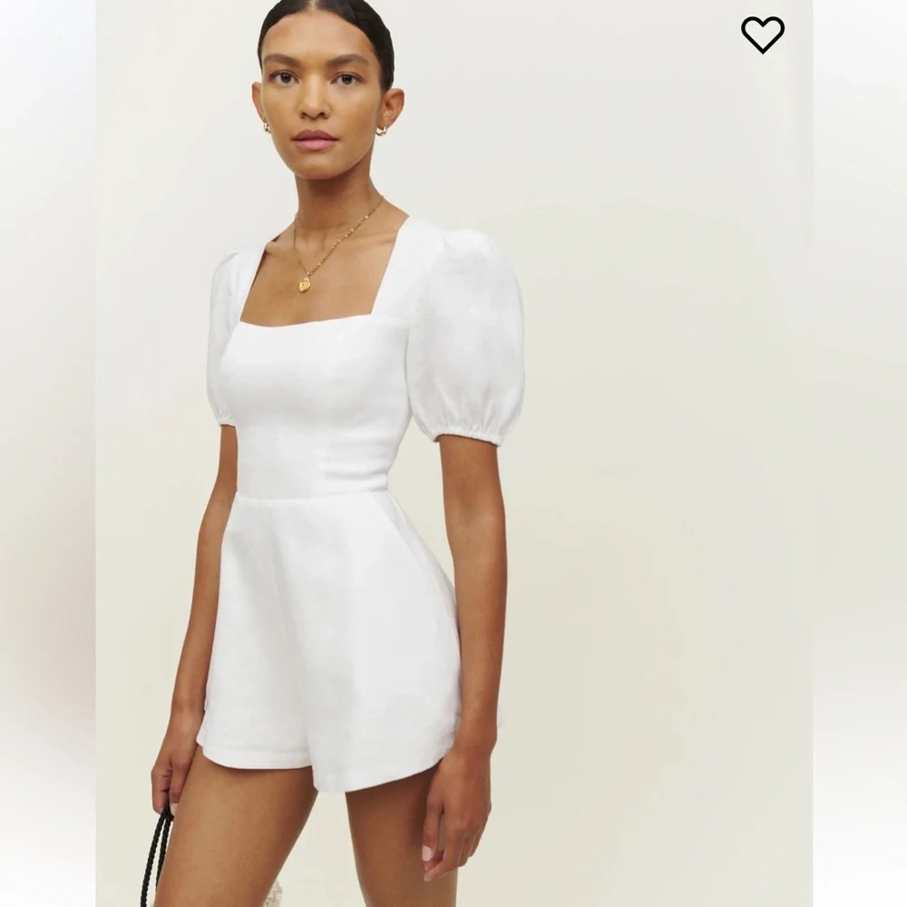 Reformation || Dionne White Linen Romper NWT - Picture 6 of 7